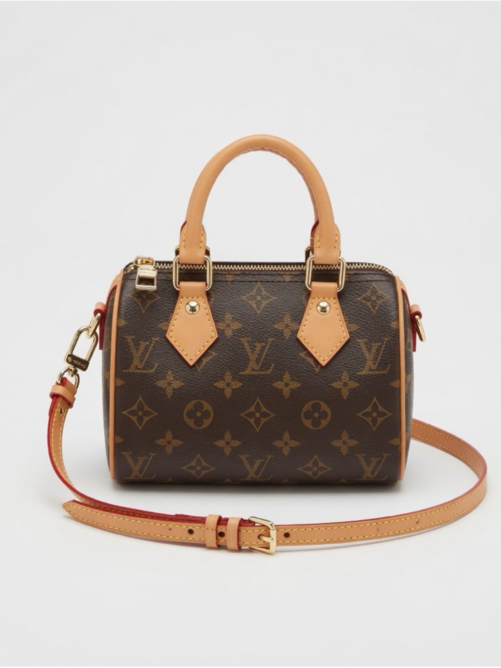 LV Monogram Mini Speedy Satchel in Brown and Tan